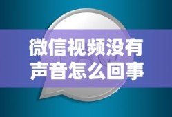 微信视频没有声音怎么回事？解决方法与常见问题解析