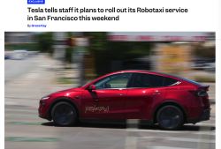 特斯拉将启Robotaxi试运行