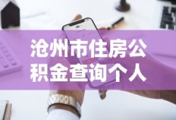 沧州市住房公积金查询个人账户查询