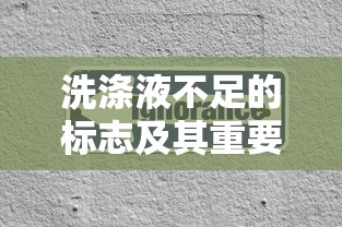 洗涤液不足的标志及其重要性  第1张