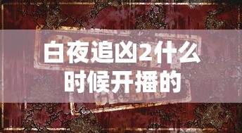 白夜追凶2什么时候开播的  第1张
