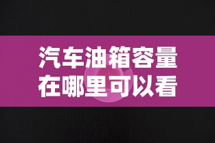 汽车油箱容量在哪里可以看到  第1张