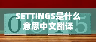 SETTINGS是什么意思中文翻译  第1张