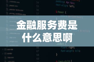 金融服务费是什么意思啊  第1张