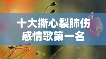 十大撕心裂肺伤感情歌第一名  第1张