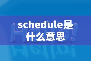 schedule是什么意思  第1张