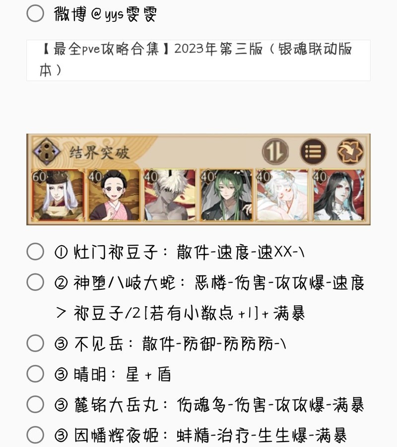 阴阳师结界突破全阵容合集  第11张
