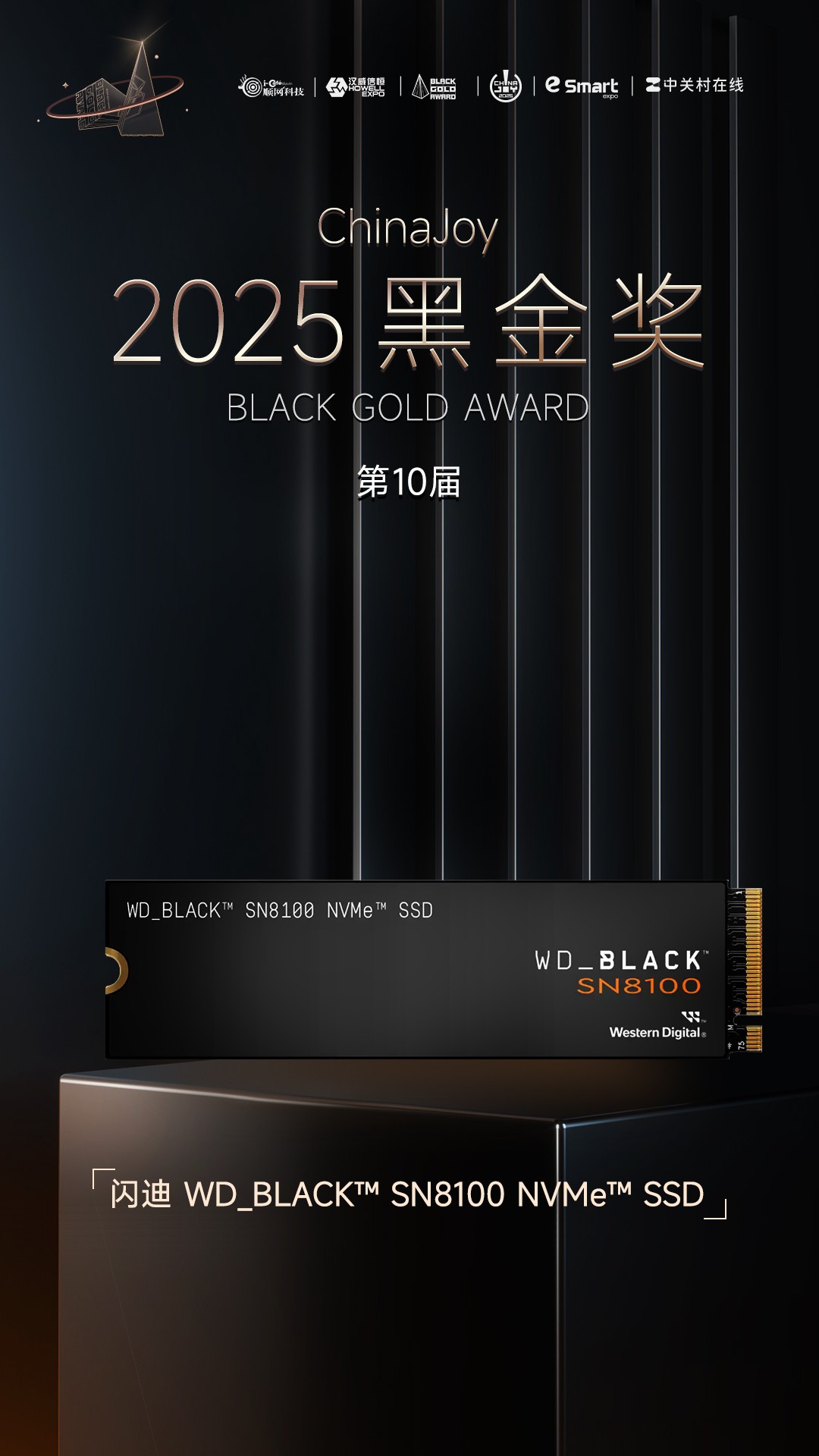 闪迪 WD?BLACK&#8482; SN8100 NVMe&#8482; SSD荣获2025年第十届ChinaJoy黑金奖  第1张