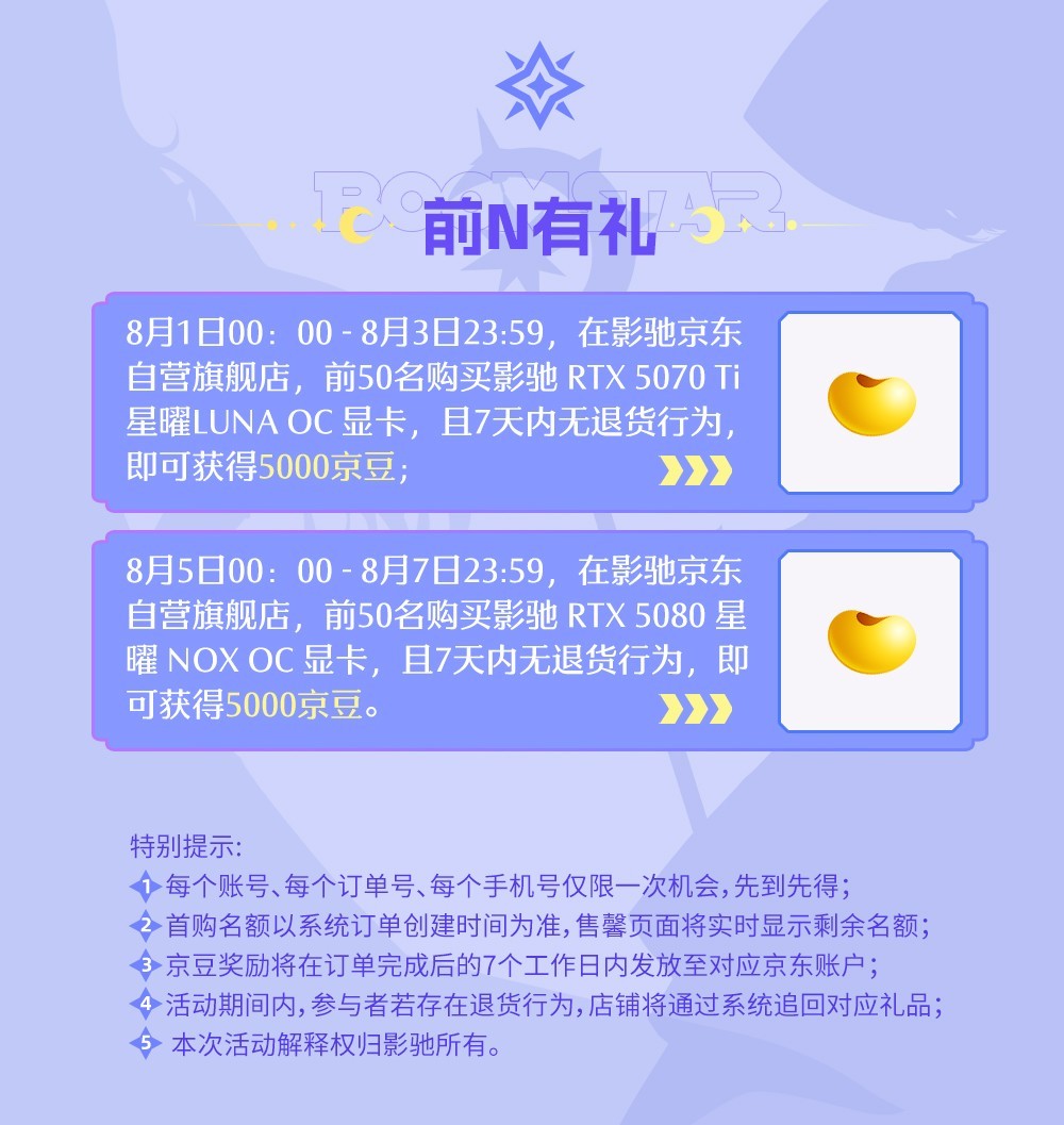 影驰京东八月狂欢购：显卡钜惠，抽千元E卡，抢限量京豆！  第5张